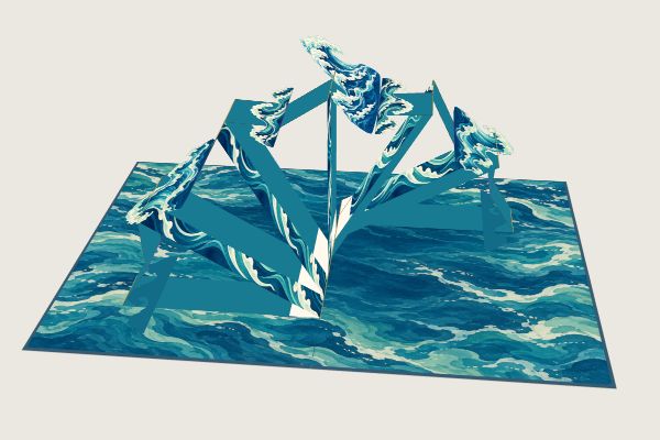 Layered Waves · Pop-up Template · FoldUStory